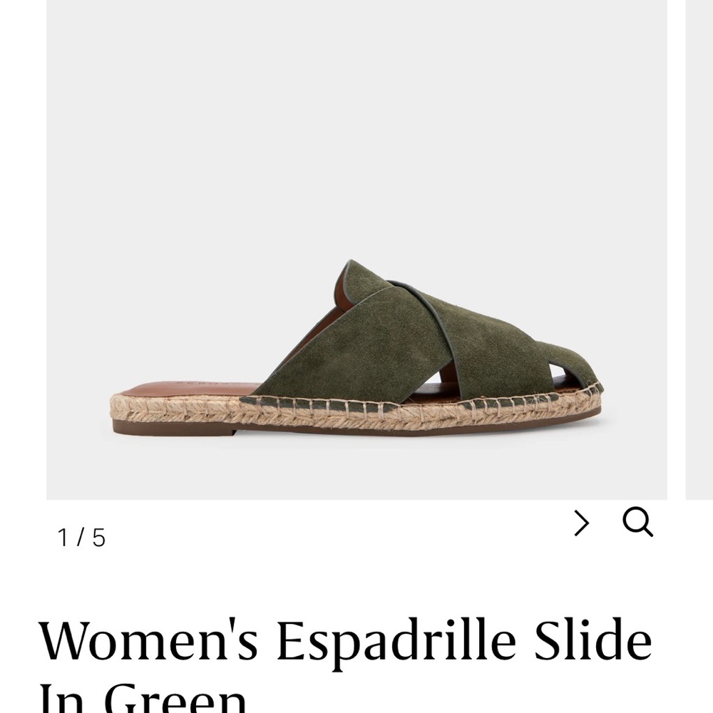 Aerosole olive green slides.  Worn only in house for fit
